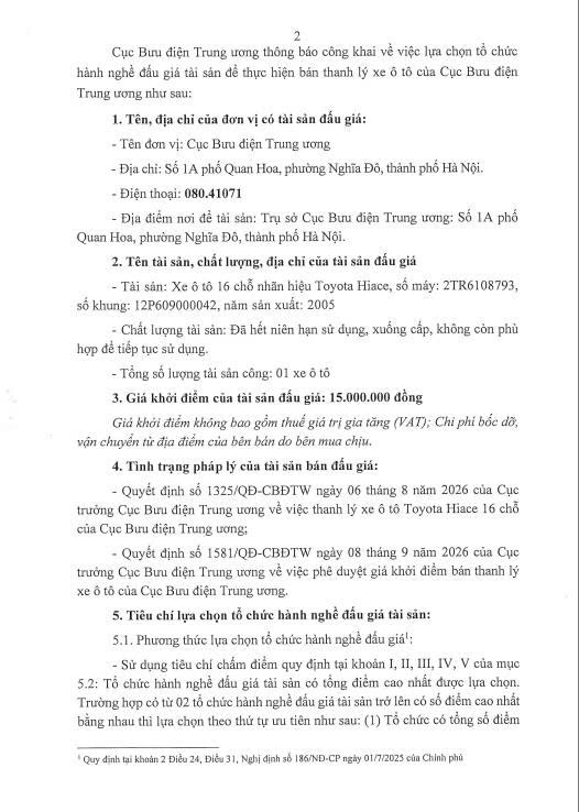 Th&ocirc;ng b&aacute;o c&ocirc;ng khai lựa chọn tổ chức h&agrave;nh nghề đấu gi&aacute; t&agrave;i sản - Ảnh 2.