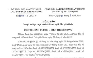 Thông báo công khai lựa chọn tổ chức hành nghề đấu giá tài sản